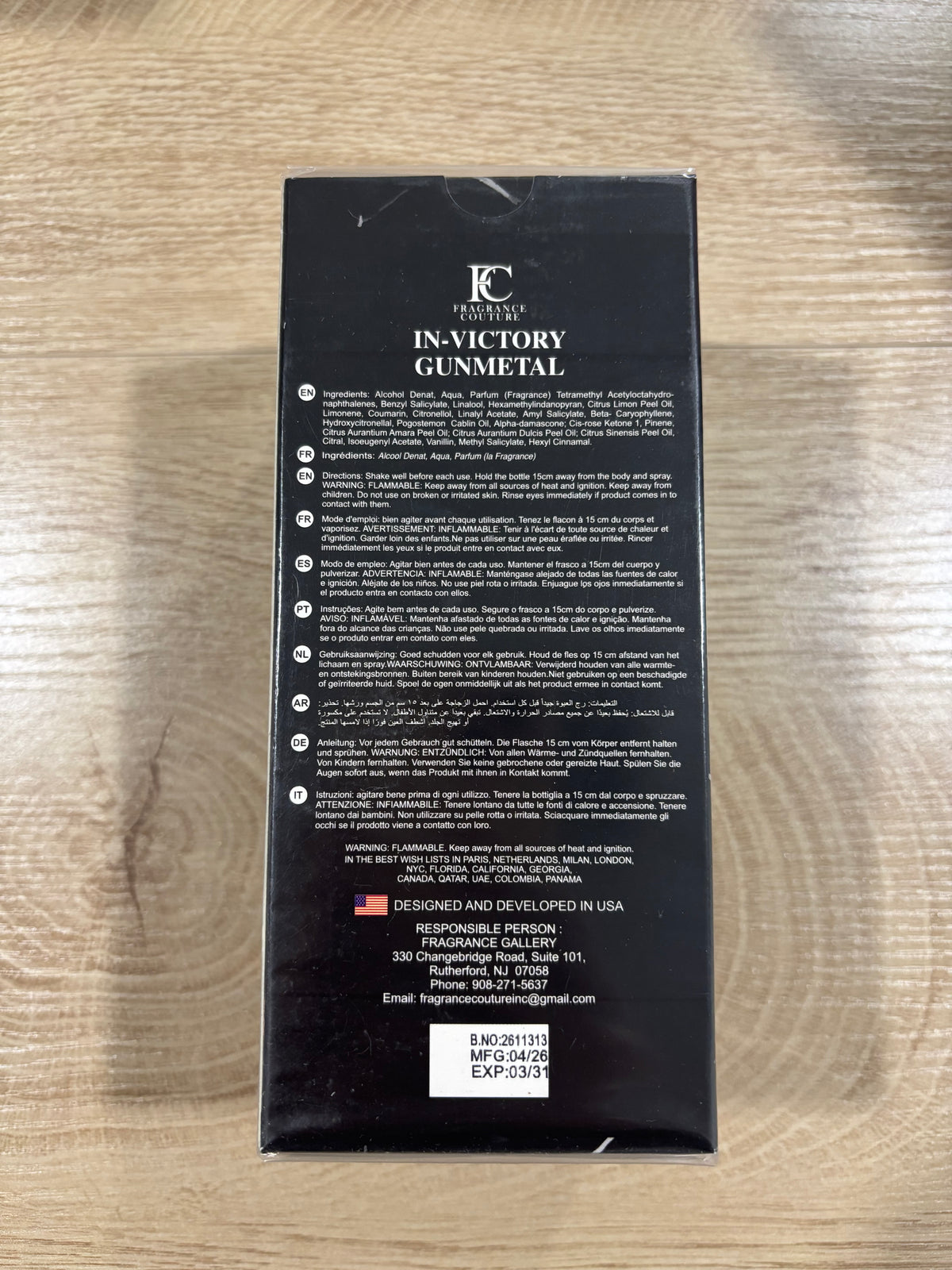 In-Victory Gunmetal for Men Eau de Parfum 100ml / 3.4 fl oz